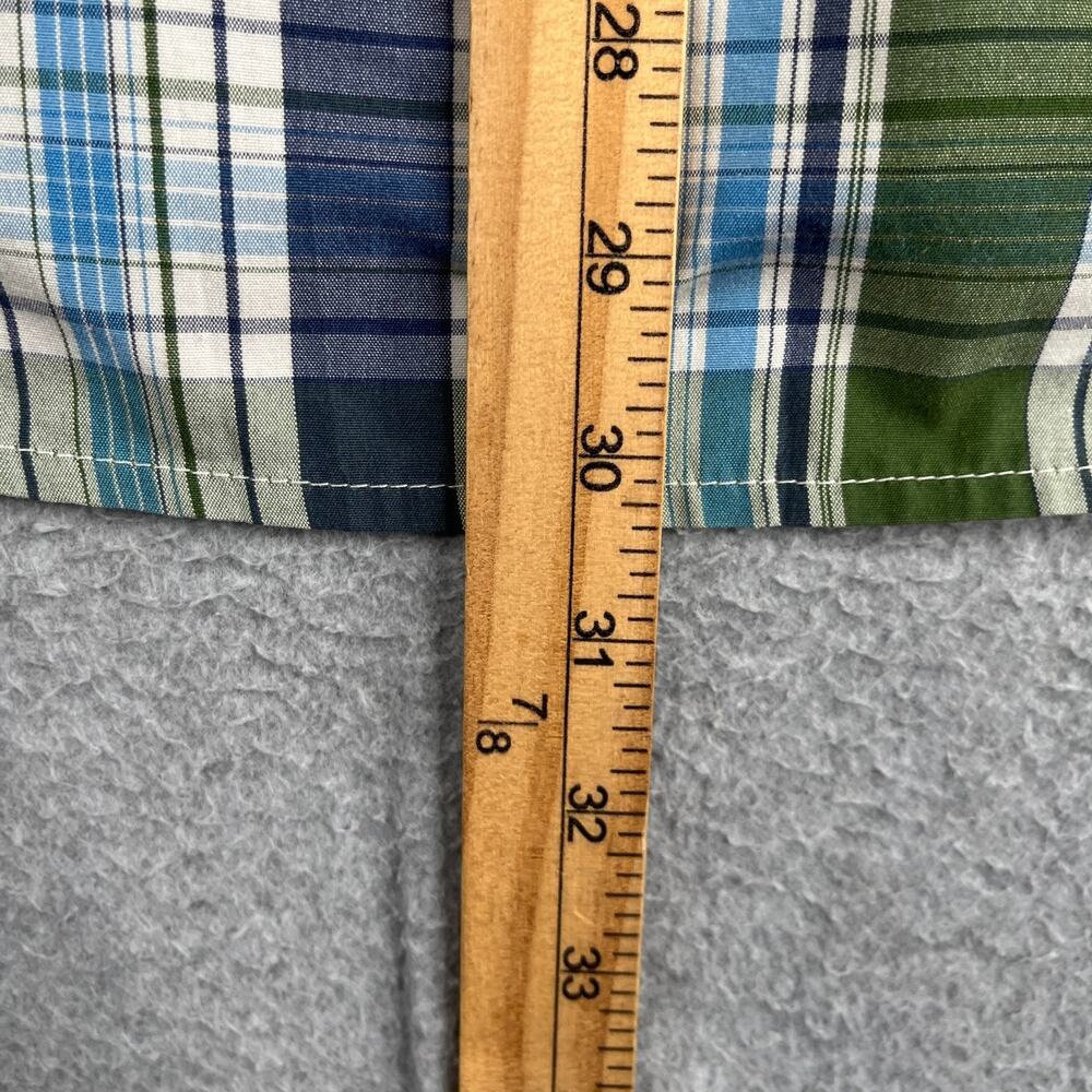 Quiksilver Plaid Shirt Green Blue Pocket beach Casual Button Up Short Sleeve L - Picture 9 of 9